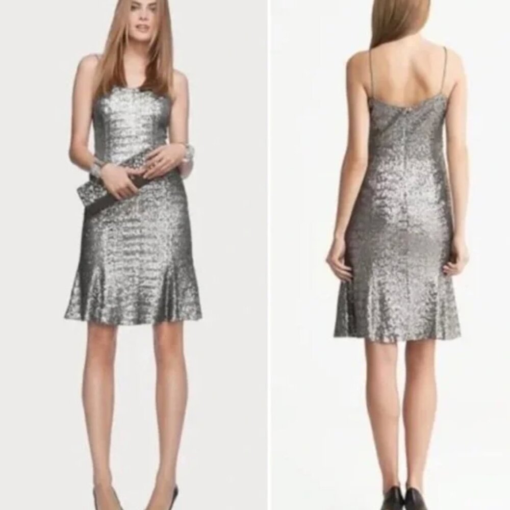 Silver Sequin Banana Republic L'Wren Scott Dress Size 0